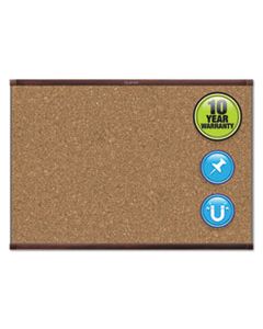 QRTMC247MP2 PRESTIGE 2 MAGNETIC CORK BULLETIN BOARD, 72 X 48, MAHOGANY FRAME