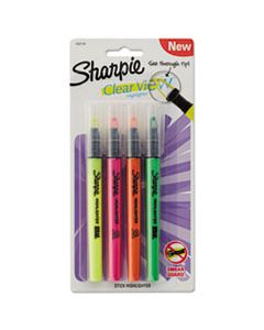 SAN1950749 CLEARVIEW PEN-STYLE HIGHLIGHTER, CHISEL TIP, ASSORTED COLORS, 4/PACK