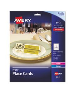 AVE5012 SMALL TEXTURED TENT CARDS, IVORY, 1 7/16 X 3 3/4, 6 CARDS/SHEET, 150/BOX