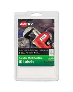 AVE61521 DURABLE PERMANENT MULTI-SURFACE ID LABELS, INKJET/LASER PRINTERS, 0.75 X 1.75, WHITE, 12/SHEET, 10 SHEETS/PACK