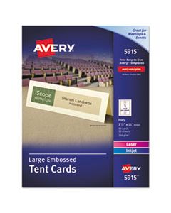 AVE5915 LARGE EMBOSSED TENT CARD, IVORY, 3 1/2 X 11, 1 CARD/SHEET, 50/BOX