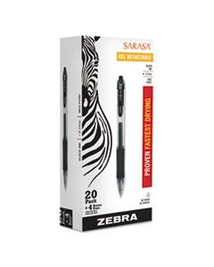 ZEB14680 SARASA DRY GEL X20 RETRACTABLE GEL PEN VALUE PACK, MEDIUM 0.7MM, BLACK INK, SMOKE BARREL, 24/BOX