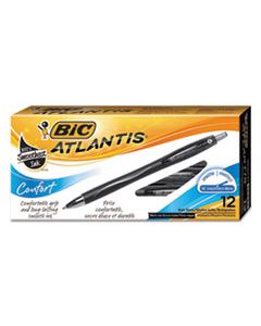 BICVCGC11BK ATLANTIS COMFORT RETRACTABLE BALLPOINT PEN, 1.2MM, BLACK INK/BARREL, DOZEN