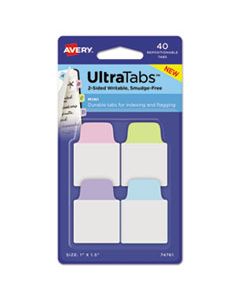 AVE74761 ULTRA TABS REPOSITIONABLE MINI TABS, 1/5-CUT TABS, ASSORTED PASTELS, 1" WIDE, 40/PACK