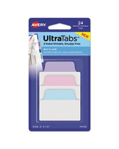 AVE74755 ULTRA TABS REPOSITIONABLE STANDARD TABS, 1/5-CUT TABS, ASSORTED PASTELS, 2" WIDE, 24/PACK