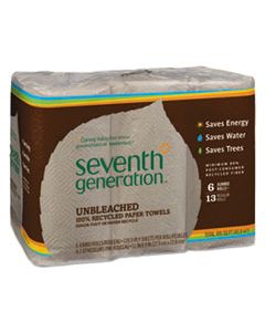 SEV13737PK NATURAL UNBLEACHED 100% RECYCLED PAPER TOWEL ROLLS, 11 X 9, 120 SH/RL, 6 RL/PK