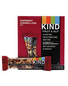 KND19989 FRUIT AND NUT BARS, RASPBERRY CASHEW & CHIA, 1.4 OZ BAR, 12/BOX