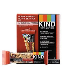KND19990 NUTS AND SPICES BAR, HONEY ROASTED NUTS/SEA SALT, 1.4 OZ BAR, 12/BOX