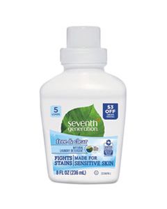 SEV22986 NATURAL LIQUID LAUNDRY DETERGENT, FREE AND CLEAR, 8 OZ BOTTLE, 12/CARTON
