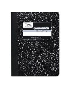 MEA09910 COMPOSITION BOOK, WIDE/LEGAL RULE, BLACK COVER, 9.75 X 7.5, 100 SHEETS