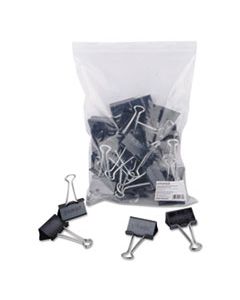 UNV10220VP BINDER CLIPS IN ZIP-SEAL BAG, LARGE, BLACK/SILVER, 36/PACK