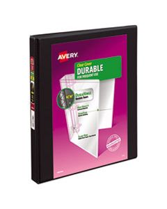 AVE17001 DURABLE VIEW BINDER WITH DURAHINGE AND SLANT RINGS, 3 RINGS, 0.5" CAPACITY, 11 X 8.5, BLACK