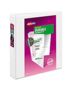 AVE17022 DURABLE VIEW BINDER WITH DURAHINGE AND SLANT RINGS, 3 RINGS, 1.5" CAPACITY, 11 X 8.5, WHITE