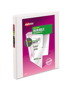 AVE17002 DURABLE VIEW BINDER WITH DURAHINGE AND SLANT RINGS, 3 RINGS, 0.5" CAPACITY, 11 X 8.5, WHITE