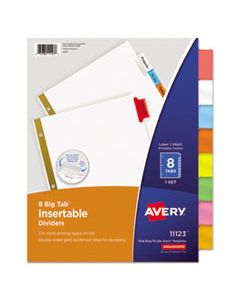 AVE11123 INSERTABLE BIG TAB DIVIDERS, 8-TAB, LETTER