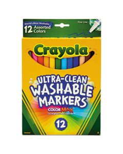 CYO587813 ULTRA-CLEAN WASHABLE MARKERS, FINE BULLET TIP, ASSORTED COLORS, DOZEN