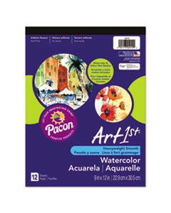 PAC4910 ARTIST WATERCOLOR PAPER PAD, 90 LB, 9 X 12, WHITE, 12 SHEETS