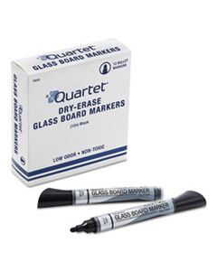 QRT79553 PREMIUM GLASS BOARD DRY ERASE MARKER, BROAD BULLET TIP, BLACK, DOZEN