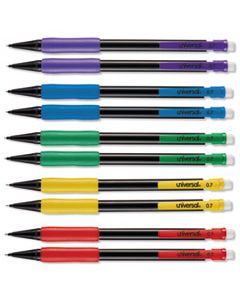 UNV22003 SOFT GRIP MECHANICAL PENCIL, 0.7 MM, HB (#2.5), BLACK LEAD, ASSORTED BARREL COLORS, 10/BOX