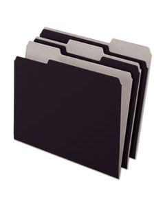 PFX421013BLA INTERIOR FILE FOLDERS, 1/3-CUT TABS, LETTER SIZE, BLACK/GRAY, 100/BOX