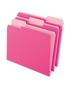 PFX421013PIN INTERIOR FILE FOLDERS, 1/3-CUT TABS, LETTER SIZE, PINK, 100/BOX