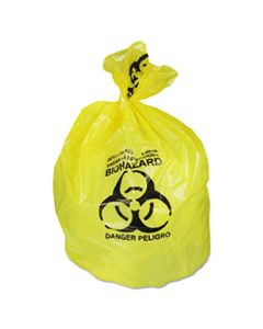 HERA6043PY HEALTHCARE BIOHAZARD PRINTED CAN LINERS, 30 GAL, 1.3 MIL, 30" X 43", YELLOW, 200/CARTON