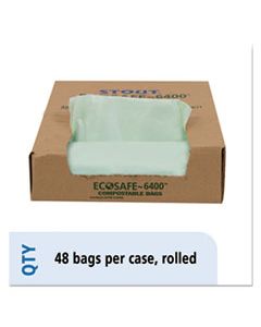 STOE3039E11 ECOSAFE-6400 BAGS, 30 GAL, 1.1 MIL, 30" X 39", GREEN, 48/BOX