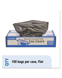 STOT4048B15 TOTAL RECYCLED CONTENT PLASTIC TRASH BAGS, 45 GAL, 1.5 MIL, 40" X 48", BROWN/BLACK, 100/CARTON