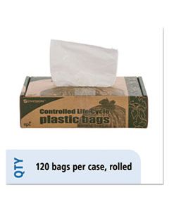 STOG2430W70 CONTROLLED LIFE-CYCLE PLASTIC TRASH BAGS, 13 GAL, 0.7 MIL, 24" X 30", WHITE, 120/BOX