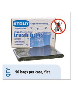 STOP3340K20 INSECT-REPELLENT TRASH BAGS, 30 GAL, 2 MIL, 33" X 40", BLACK, 90/BOX