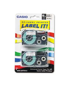 CSOXR18X2S TAPE CASSETTES FOR KL LABEL MAKERS, 0.75" X 26 FT, BLACK ON CLEAR, 2/PACK
