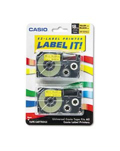 CSOXR18YW2S TAPE CASSETTES FOR KL LABEL MAKERS, 0.75" X 26 FT, BLACK ON YELLOW, 2/PACK