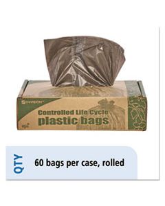 STOG3036B80 CONTROLLED LIFE-CYCLE PLASTIC TRASH BAGS, 30 GAL, 0.8 MIL, 30" X 36", BROWN, 60/BOX