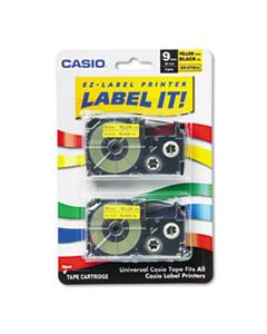 CSOXR9YW2S TAPE CASSETTES FOR KL LABEL MAKERS, 0.37" X 26 FT, BLACK ON YELLOW, 2/PACK