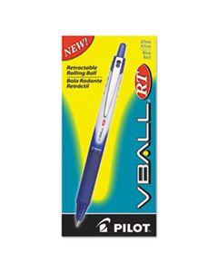 PIL26107 VBALL RT LIQUID INK RETRACTABLE ROLLER BALL PEN, 0.5MM, BLUE INK, BLUE/WHITE BARREL