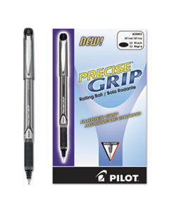 PIL28801 PRECISE GRIP STICK ROLLER BALL PEN, EXTRA-FINE 0.5MM, BLACK INK, BLACK BARREL