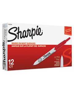 SAN1735791 RETRACTABLE PERMANENT MARKER, EXTRA-FINE NEEDLE TIP, RED