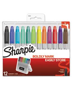 SAN1983251 PERMANENT MARKERS W/STORAGE CASE, FINE BULLET TIP, ASSORTED COLORS, DOZEN