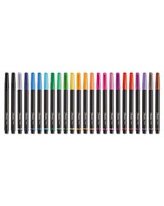 SAN1983967 ART PEN STICK POROUS POINT PEN, FINE 0.5MM, ASSORTED INK, BLACK BARREL, 24/PACK