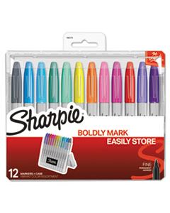 SAN1983179 PERMANENT MARKERS W/STORAGE CASE, FINE BULLET TIP, ASSORTED COLORS, DOZEN