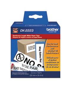 BRTDK2223 CONTINUOUS PAPER LABEL TAPE, 2" X 100 FT, BLACK/WHITE