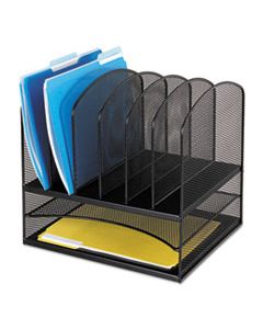 SAF3255BL ONYX MESH DESK ORGANIZER WITH TWO HORIZONTAL AND SIX UPRIGHT SECTIONS, LETTER SIZE FILES, 13.25" X 11.5" X 13", BLACK