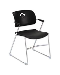 SAF4286BL VEER FLEX BACK STACKING CHAIR, BLACK SEAT/BLACK BACK, CHROME BASE, 4/CARTON