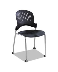 SAF3385BL ZIPPI PLASTIC STACK CHAIR, BLACK SEAT/SILVER BACK, BLACK/SILVER BASE, 2/CARTON