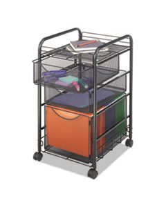 SAF5213BL ONYX MESH MOBILE FILE WITH TWO SUPPLY DRAWERS, 15.75W X 17D X 27H, BLACK