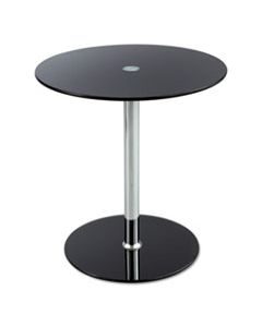 SAF5095BL GLASS ACCENT TABLE, TEMPERED GLASS/STEEL, 17" DIA. X 19" HIGH, BLACK/SILVER