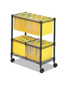 SAF5278BL TWO-TIER ROLLING FILE CART, 25.75W X 14D X 29.75H, BLACK