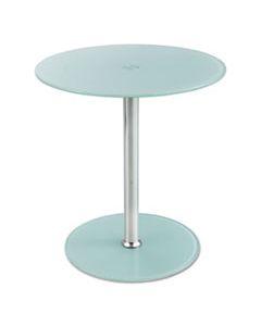 SAF5095WH GLASS ACCENT TABLE, TEMPERED GLASS/STEEL, 17" DIA. X 19" HIGH, WHITE/SILVER