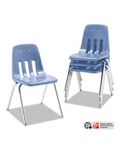 VIR901840 9000 SERIES PLASTIC STACK CHAIR, 18" SEAT HEIGHT, BLUEBERRY SEAT/BLUEBERRY BACK, CHROME BASE, 4/CARTON