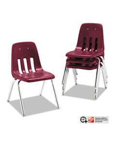 VIR901650 9000 SERIES CLASSROOM CHAIRS, 16" SEAT HEIGHT, WINE SEAT/WINE BACK, CHROME BASE, 4/CARTON